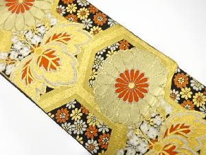 アンティーク　亀甲に菊桐模様織出し袋帯（材料）